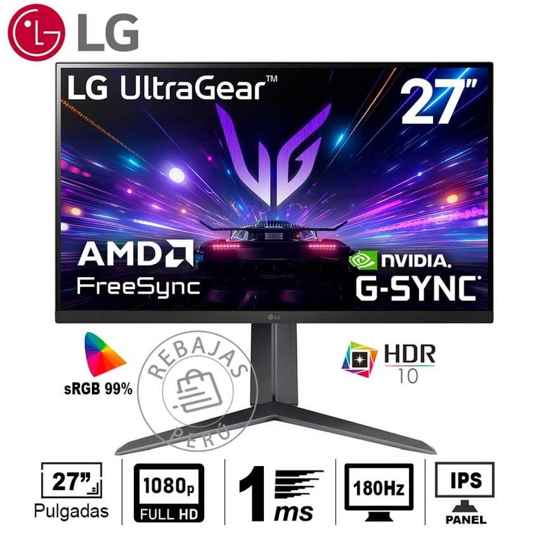 Monitor 27 IPS 180Hz 1ms FHD G-Sync FreeSync - Gaming UltraGear