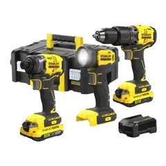 STANLEY - Combo taladro percutor + Atornillador d impacto + linterna 20V
