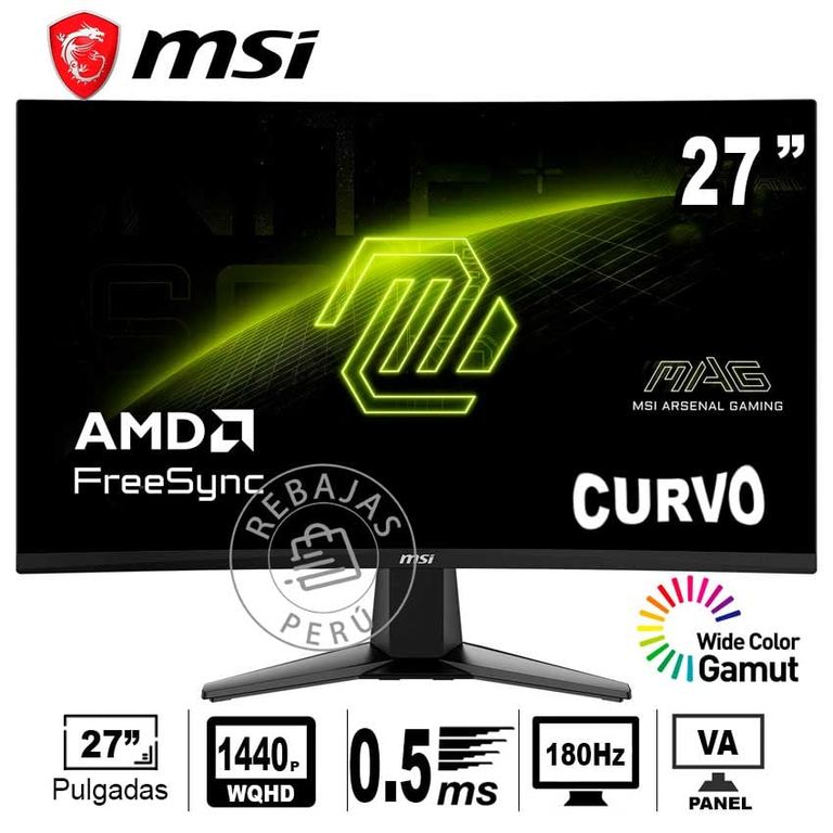 Monitor MAG-27CQ6F 27 WQHD 180Hz 05ms Curvo FreeSync