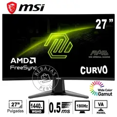 MSI - Monitor MAG-27CQ6F 27 WQHD 180Hz 05ms Curvo FreeSync
