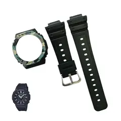 GENERICO - Correa Repuesto + Bisel para CASIO G-SHOCK GA-2100 - Negro Camo