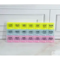 GENERICO - Pastillero Semanal Portátil de 3 turnos 21 compartimientos