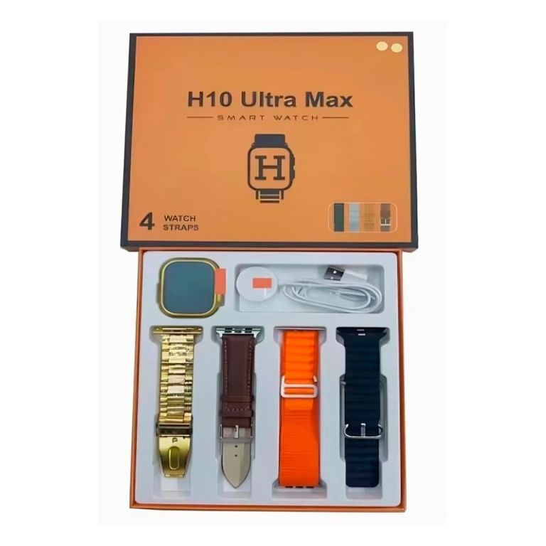 Smartwatch H10 Ultra Max con cargador inalámbrico y 4 Correas