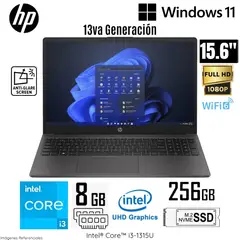 HP - Laptop 250 G10 Intel Core i3-1315U 8GB RAM 256GB SSD 15.6 Pulg. HD - 81H23LT