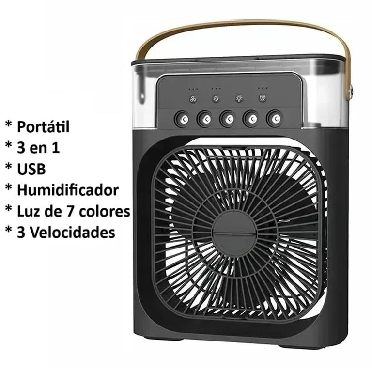 Ventilador Portátil Humidificador 3 en 1 Enfriador Luz LED USB Genieka