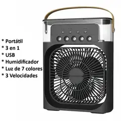 GENERICO - Ventilador Portátil Humidificador 3 en 1 Enfriador Luz LED USB Genieka