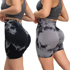 IGNIS GUARD SPORTSWEAR - PACK X2 SHORT TIE DYE CON EFECTO PUSH UP COLOR NEGRO Y GRIS