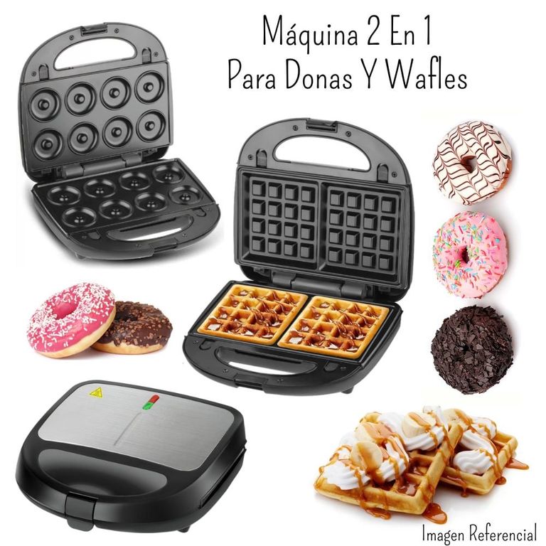 Maquina Para Hornear Donas Y Waffles 2 En 1