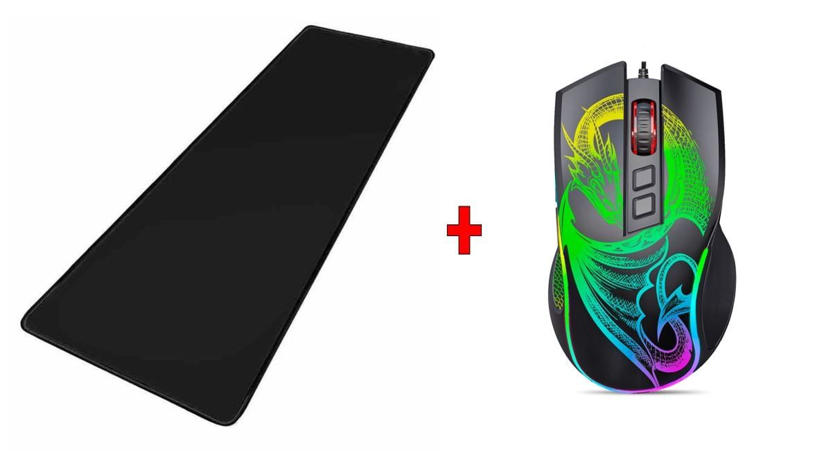 Mouse Gamer RGB 12800 DPI + Pad mouse XL negro