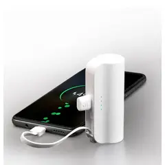 GENERICO - Mini Cargador Portátil 4000 mAh con USB-C y Cable Lightning Integrado*