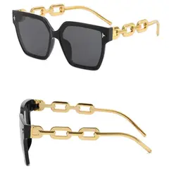 GENERICO - Lentes de Sol Negro Rectangulares Vintage UV Mujer Genieka