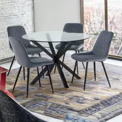 CENTRAL DECCO - COMEDOR 4 SILLAS ZURICH GRIS CLARO