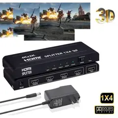 GENERICO - Splitter HDMI 1x4 Metalico Full Hd 4K 30hz 3D 1080P 60Hz 4 pantallas