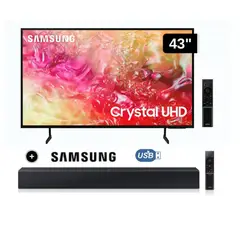 SAMSUNG - Televisor LED 43 Crystal UHD 4K 43DU7000 Tizen OS Smart TV + Soundbar HW C400