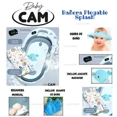 CAM - BAÑERA PLEGABLE PARA BEBE CON TERMOMETRO-CELESTE - BABY