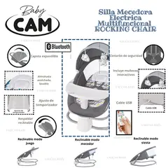 CAM - SILLA DE COMER MECEDORA ELECTRICA FUNCION BLUETOOTH-GRIS