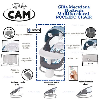 SILLA DE COMER MECEDORA ELECTRICA FUNCION BLUETOOTH- CELESTE