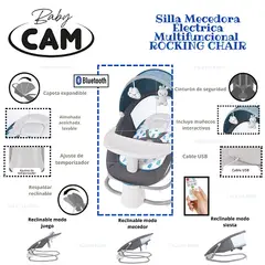 CAM - SILLA DE COMER MECEDORA ELECTRICA FUNCION BLUETOOTH- CELESTE