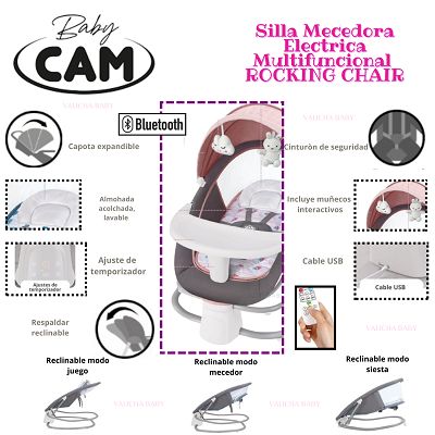 SILLA DE COMER MECEDORA ELECTRICA FUNCION BLUETOOTH- ROSADO