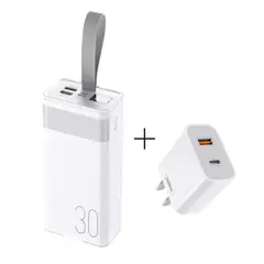 REMAX - Power Bank 30000mAh + Cargador de Pared RPP-320 BLANCO + RP-U68