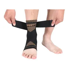 GENERICO - Tobillera Fibra de Cobre ajustable - 1 par Talla L