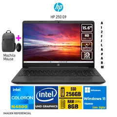 HP - Laptop 250 G9 Intel Celeron N4500 Pantalla 15.6" HD RAM 8GB SSD 256GB -A12FJLA#ABM