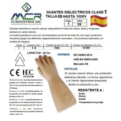 GENERICO - GUANTES DIELECTRICOS HASTA 7500V TALLA 09 CLASE 1