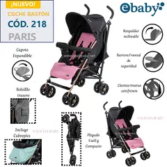 EBABY - COCHE BASTON RECLINABLE PARIS - ROSADO