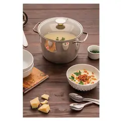 TRAMONTINA - Olla de Acero 24 Cm (7.50 Lt) Allegra con tapa de vidrio -