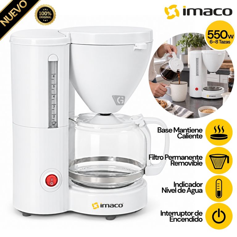 Cafetera Eléctrica ICM608 6 a 8 Tazas Blanco