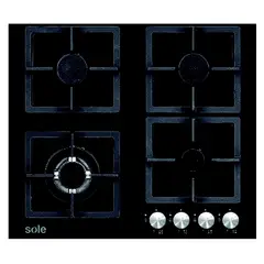 SOLE - Encimera Vidrio Templado 59 Cm 4 Hornillas