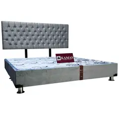 KAMAS - CAMA TARIMA KING + CABECERA AÉREA CAPITONEADO - GRIS