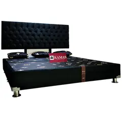 KAMAS - CAMA TARIMA KING + CABECERA AÉREA CAPITONEADO - NEGRO