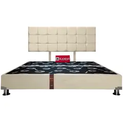 KAMAS - CAMA TARIMA KING + CABECERA AÉREA CUADROS 2 - ARENA CLARO