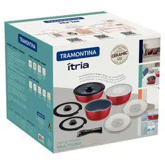 TRAMONTINA - Juego de Ollas de aluminio Multiuso Rojo x10 piezas Itria