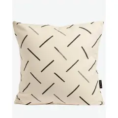 GENERICO - COJIN BEIGE MINIMALISTA RAYAS NEGRAS 40X40 CM
