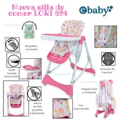 EBABY - SILLA DE COMER GRADUABLE- LORI - ROSADO ANIMALITOS