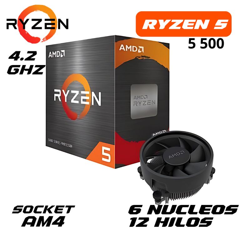 PROCESADOR RYZEN 5 5500, 3.60 / 4.20 GHZ,16MB