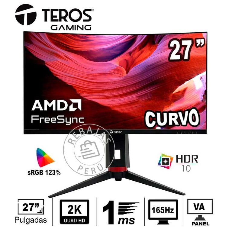 Monitor Curvo Gaming 27 QHD 165Hz 1ms HDMI DP FreeSync HDR10