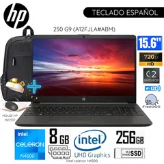 HP - Laptop 250 G9 Intel Celeron N4500 8GB RAM 256GB SSD 15.6" Pulg. HD (A12FJLA#ABM)-Plomo Oscuro