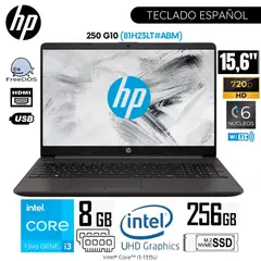 HP - Laptop 250 G10 Intel Core i3-1315U 8GB RAM 256GB SSD 15.6 Pulg. HD (81H23LT#ABM)