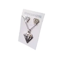 GENERICO - Set collar y aretes diamante plateado