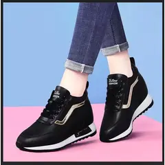 GENERICO - ZAPATILLA DE MUJER CON PLATAFORMA ALTA 7CM SPORTS RETYNS 789 - NEGRO