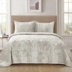 SALA FABULOSA - Edredón Aura Talla Queen + 2 Fundas de Almohada - Gris sofisticado