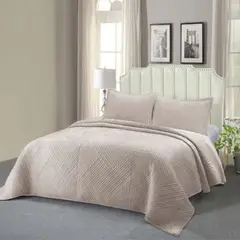 SALA FABULOSA - Edredón Duna Talla Queen + 2 Fundas de Almohada - Beige clásico