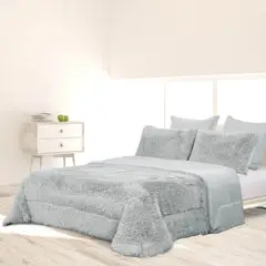 SALA FABULOSA - Edredón Ilusión Talla Queen + 2 Fundas de Almohada - Gris moderno