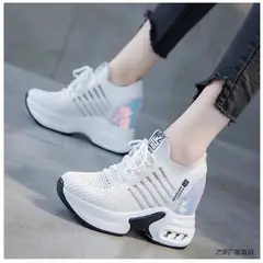 GENERICO - ZAPATILLA DE MUJER CON PLATAFORMA ALTA 8CM FASHION N°2 B13 - BLANCO