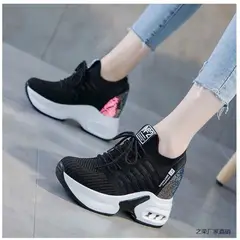 GENERICO - ZAPATILLA DE MUJER CON PLATAFORMA ALTA 8CM FASHION N°2 B13 - NEGRO