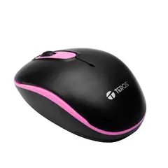 TEROS - Mouse inalámbrico 1000 DPI 2 botones Rosado USB TE-5030P