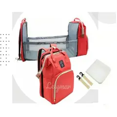 GENERICO - MOCHILA PAÑALERA CONVERTIBLE 3 EN 1 - ROJO